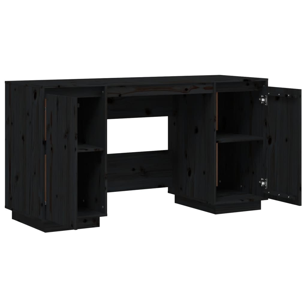 vidaXL - Schreibtisch Schwarz 140x50x75 cm Massivholz Kiefer