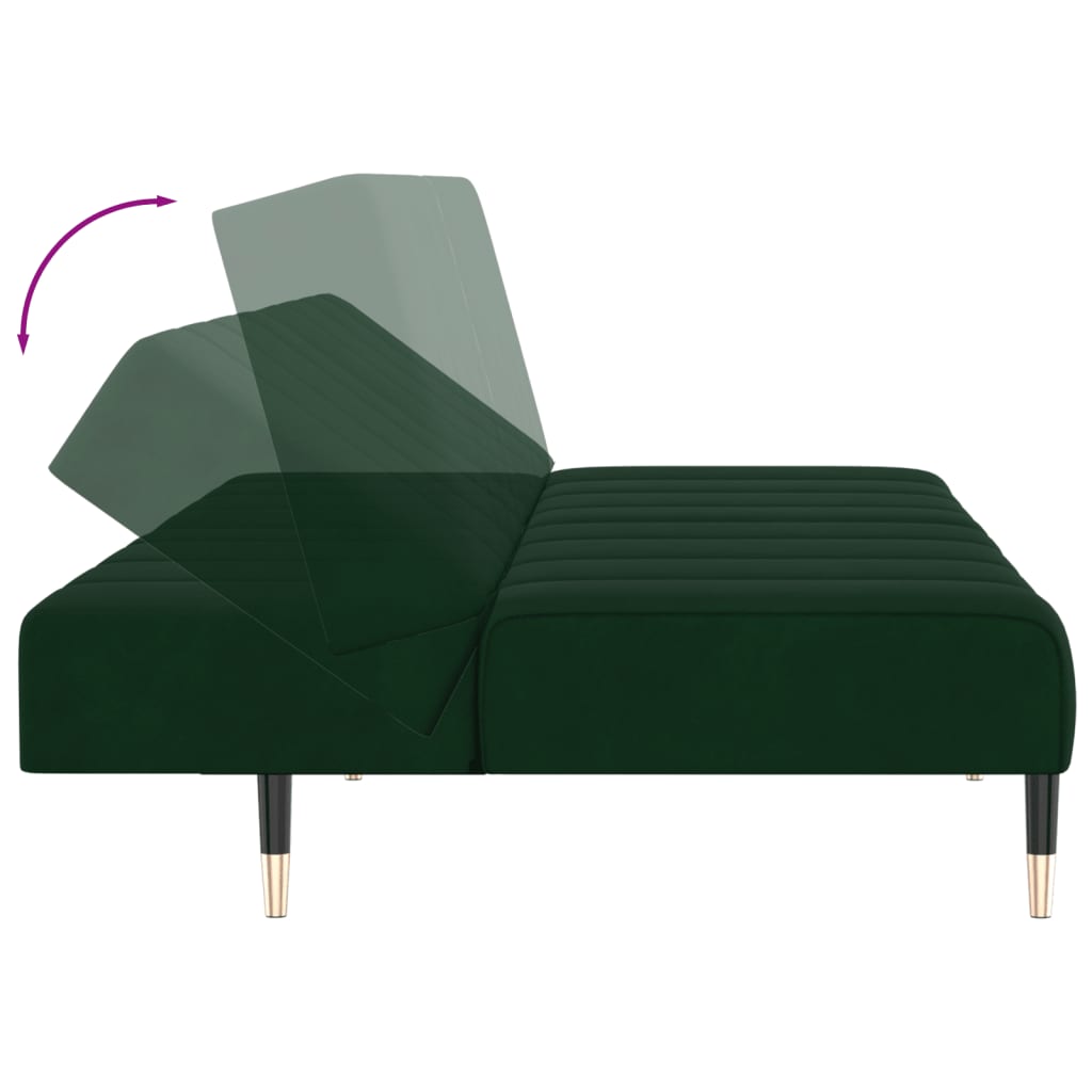 vidaXL Schlafsofa 2-Sitzer Dunkelgrün Samt
