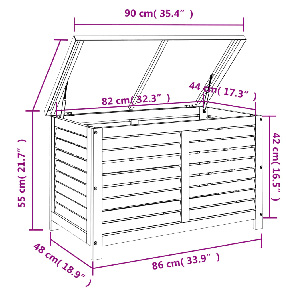 vidaXL Gartenbox 90x48x55 cm Massivholz Akazie