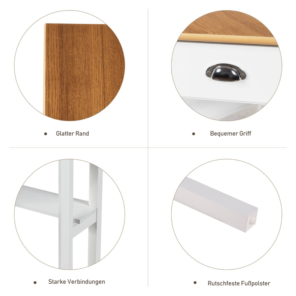 Costway - Eckschreibtisch aus Holz Kompakter Schreibtisch mit Schublade & Regalen 75 x 75 x 76 cm Natur + Weiß