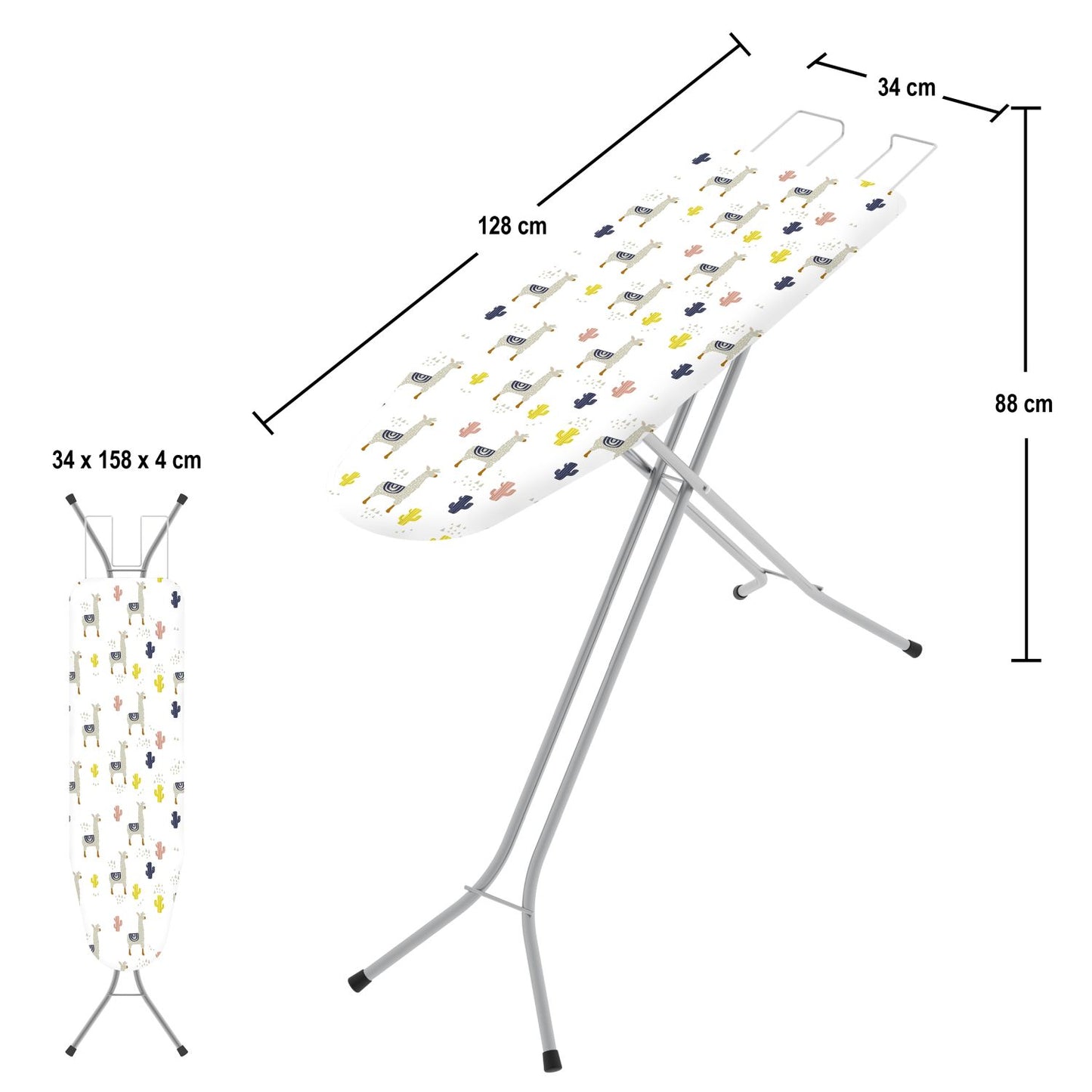 Bügelbrett, Bügeltisch, 110x32 cm, Höhenverstellbar in 4 Positionen bis 88 cm, Pulverbeschichteter Stahl, Hergestellt in Italien, Colombo EASY, 3