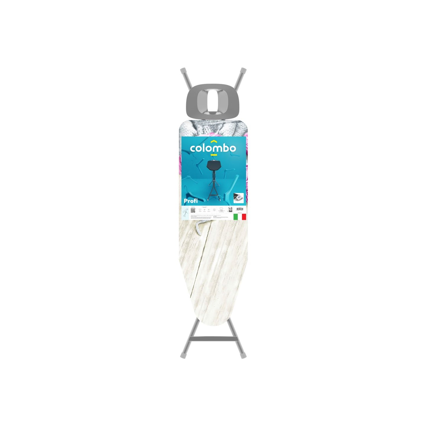 Bügelbrett, Bügeltisch, 120x40 cm, Höhenverstellbar in 6 Positionen bis 95 cm, Bügelbrettbezug 100% Baumwolle, Hergestellt in Italien, Colombo PROFI, 3
