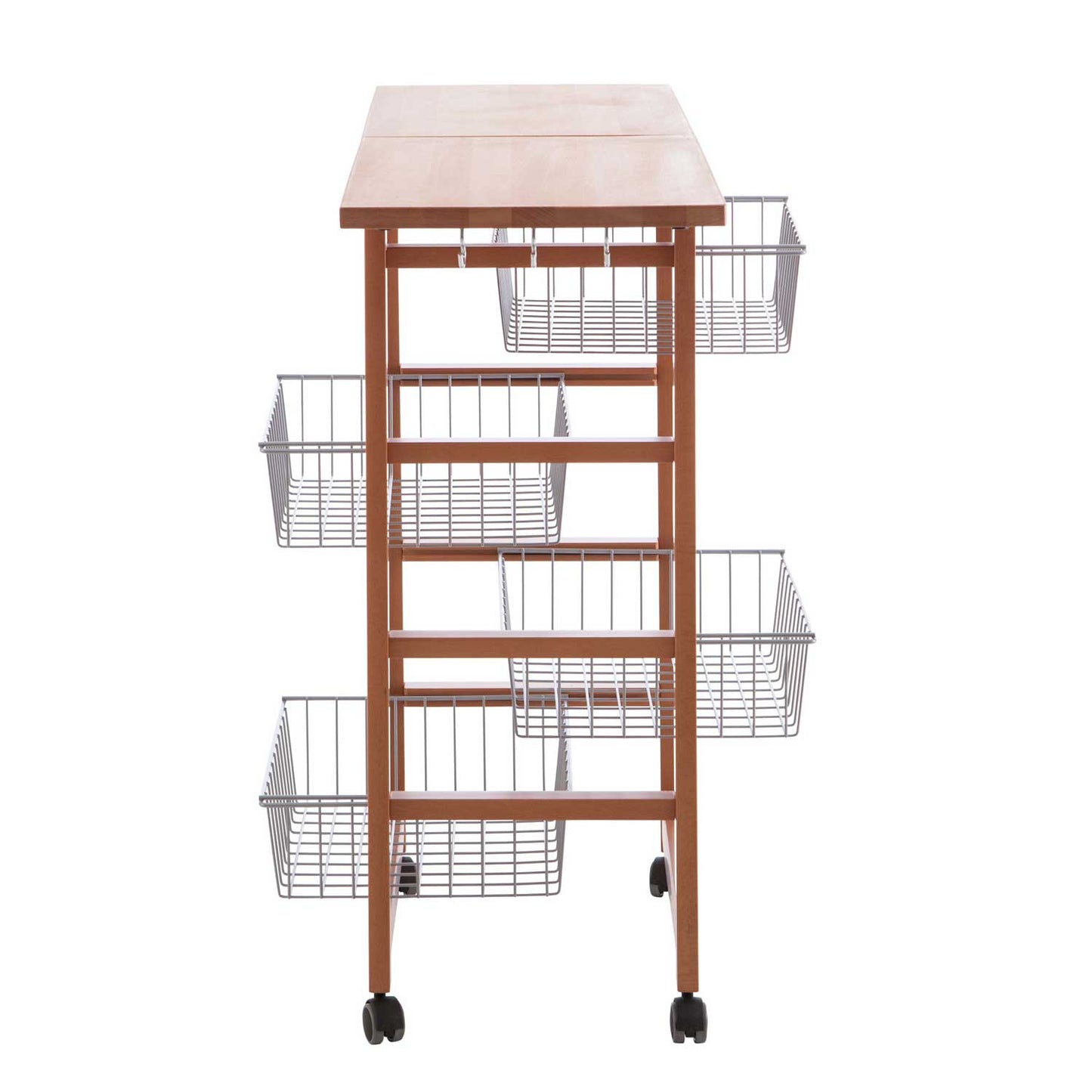 ARIT - Küchenwagen mit arbeitsplatte GASTONCINO, ausklappbarer 48 bis 96 cm, Küchenrollwagen, Küchenwagen holz, Kirsche, 5