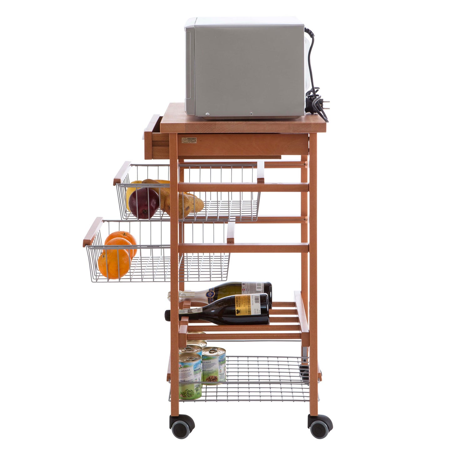 Küchenwagen, mit arbeitsplatte, Flaschenregal, Rollwagen küche, Küchenrollwagen, Küchenwagen holz, Kirsche, Arit Arturo, 4