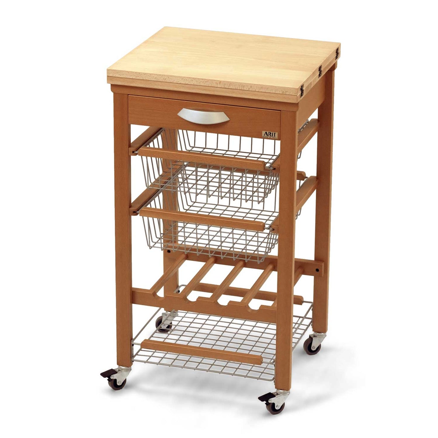 Küchenwagen, mit arbeitsplatte, Arbeitsfläche, Küchenrollwagen, Küchenwagen holz, Flaschenregal, Holz, Arit Gastone, 2