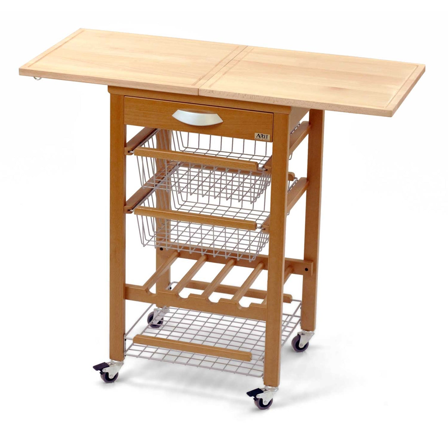 Küchenwagen, mit arbeitsplatte, Arbeitsfläche, Küchenrollwagen, Küchenwagen holz, Flaschenregal, Holz, Arit Gastone, 3
