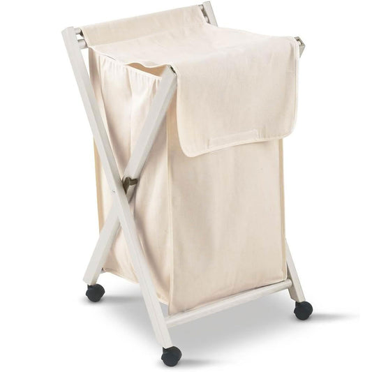 Wäschekorb faltbar BANNY, Klappbarer wäschekorb, Wäschesammler, Holz, Faltbar, Weiß, Arit