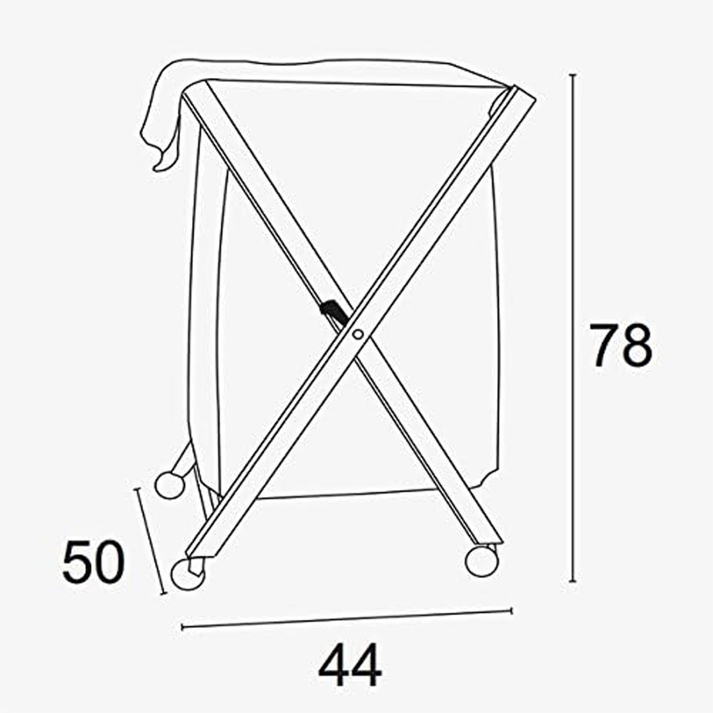 Wäschekorb faltbar 50x44x78 cm, Klappbarer wäschekorb, Wäschesammler, Holz, Faltbar - abnehmbare Tasche, Weiß