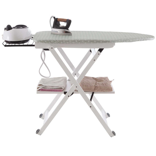 Bügeltisch, Bügeltisch höhenverstellbar: 84-88-91-93 cm, Räder an der Basis, verschiebbarer Bügeleisenhalter, STIROCOMODO, 1