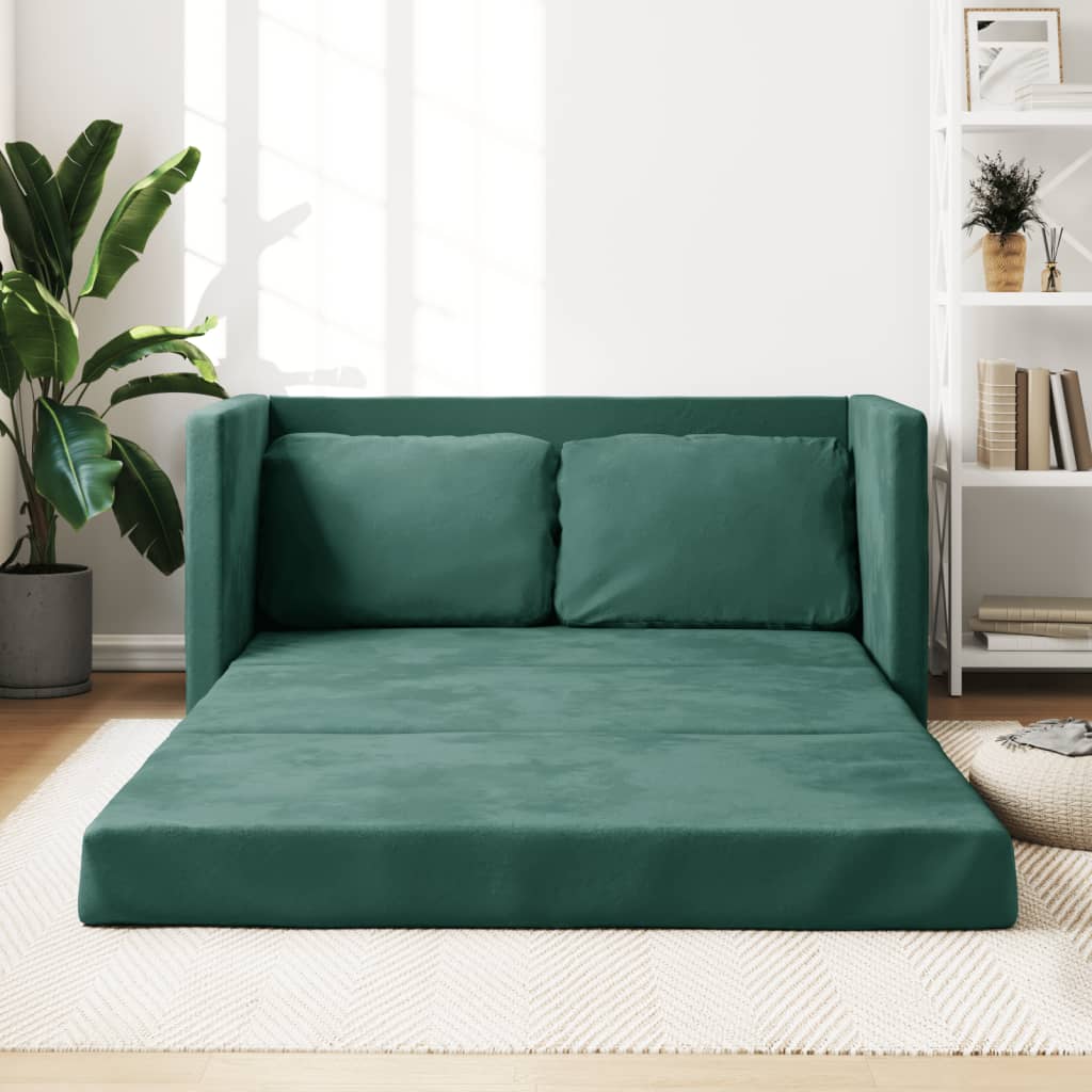 Bodensofa, Boden sofa, Bodencouch, Bodensofa mit Schlaffunktion, Bodensofa klappbar, Samt, Dunkelgrün, vidaXL, 2