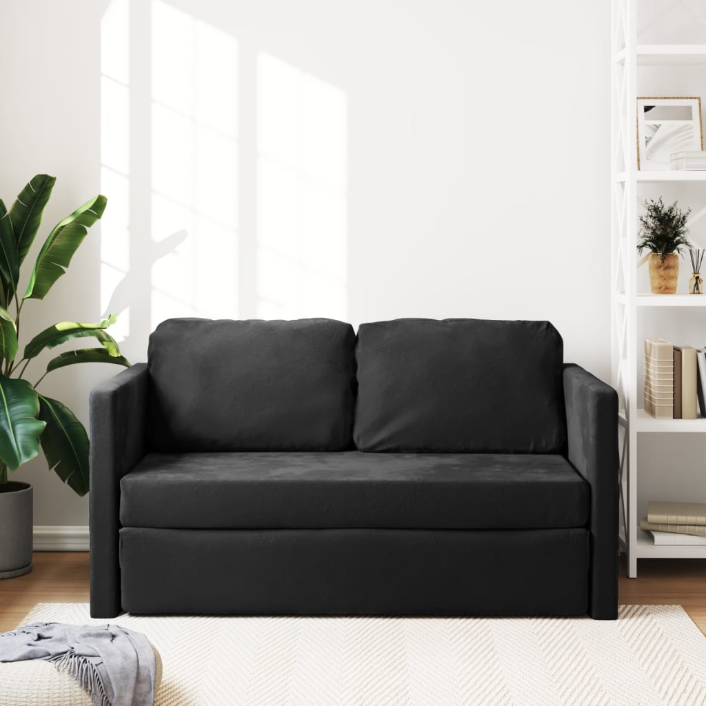 Bodensofa, Boden sofa, Bodencouch, Bodensofa mit Schlaffunktion, Bodensofa klappbar, Samt, Schwarz, vidaXL, 11