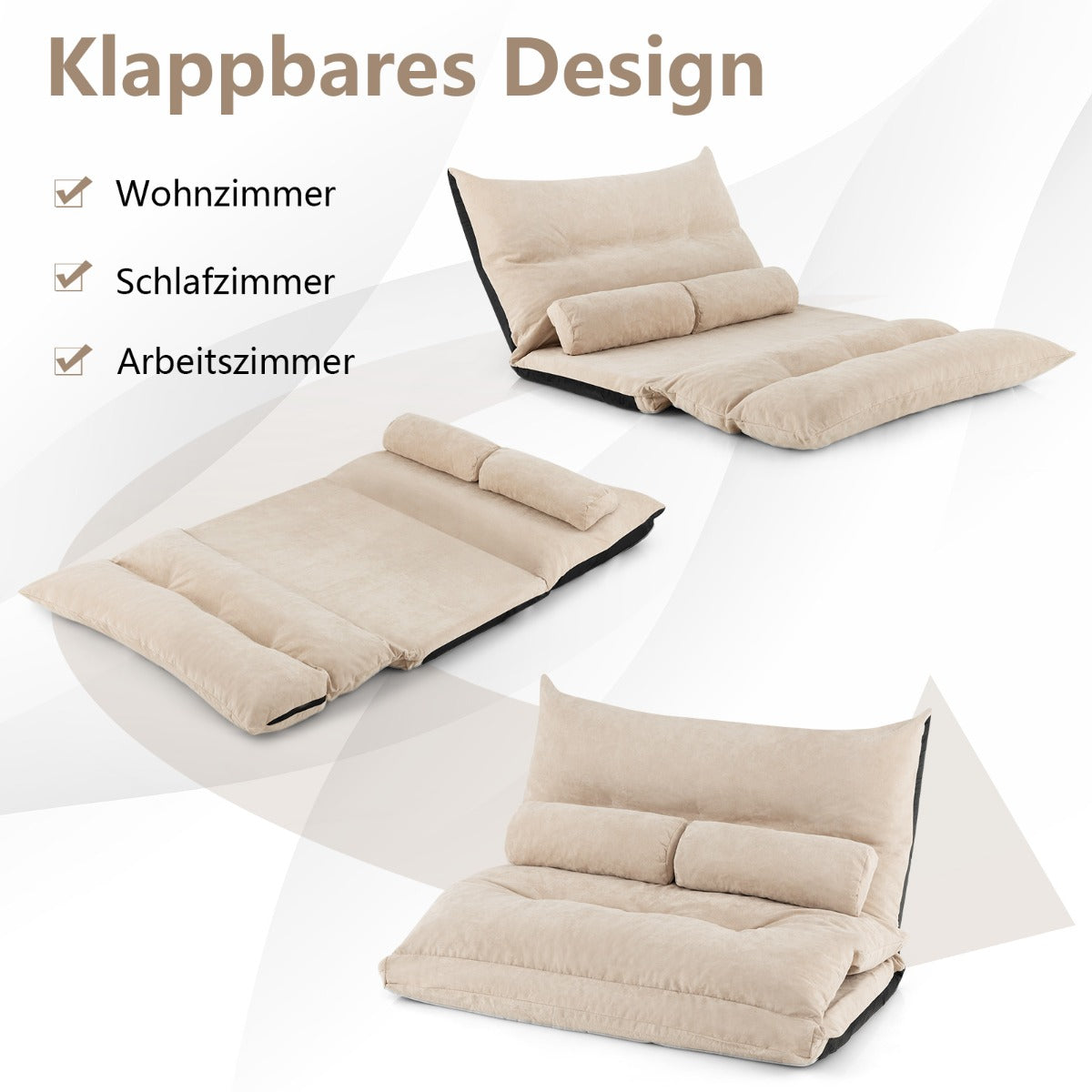 Bodensofa, Boden sofa, Bodencouch, Bodensofa mit Schlaffunktion, bodensofa klappbar, Verstellbarer Rückenlehne, Costway, 4