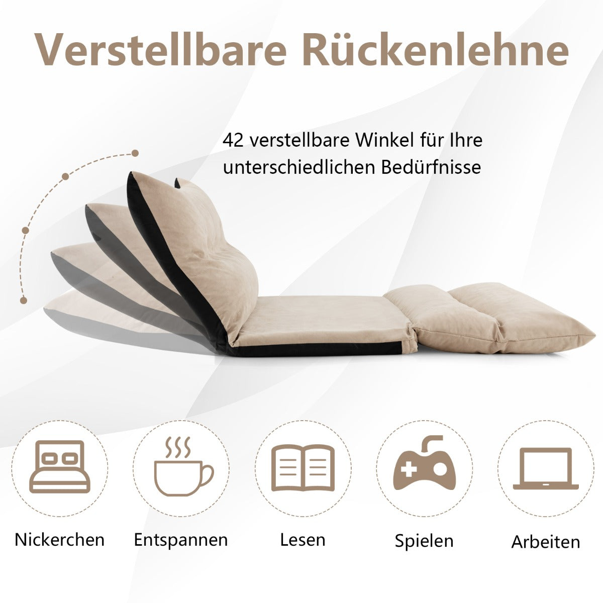 Bodensofa, Boden sofa, Bodencouch, Bodensofa mit Schlaffunktion, bodensofa klappbar, Verstellbarer Rückenlehne, Costway, 5