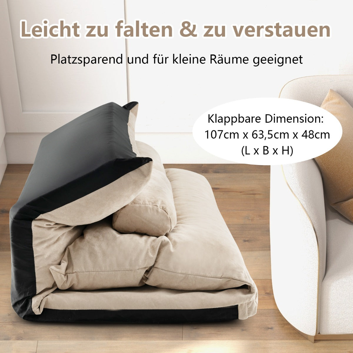 Bodensofa, Boden sofa, Bodencouch, Bodensofa mit Schlaffunktion, bodensofa klappbar, Verstellbarer Rückenlehne, Costway, 6