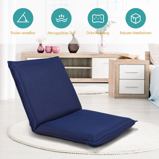 Bodensofa, Bodenstuhl Bodensessel verstellbarer Gaming-Stuhl bequeme Rückenlehne, Marineblau, Costway, 8