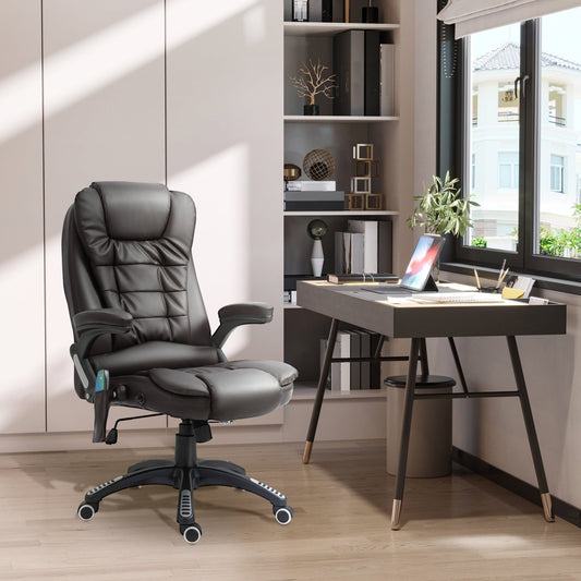 Bürostuhl, Ergonomischer Bürostuhl, Drehstuhl, Gamingstuhl, Schreibtischstuhl, 6 Punkt Vibrations Massage Braun, HOMCOM, 1