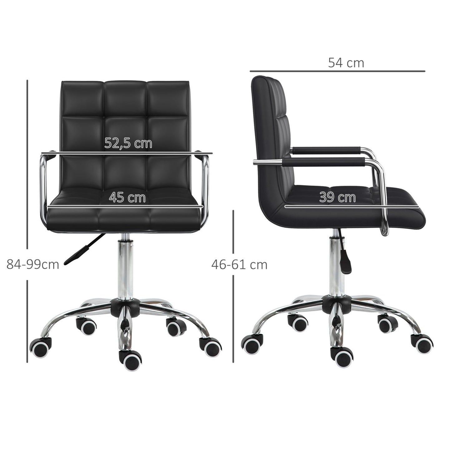 Bürostuhl, Ergonomischer Bürostuhl, Drehstuhl, Schreibtischstuhl, Kosmetikhocker Rollhocker Arbeitshocker Chefsessel, HOMCOM, 8