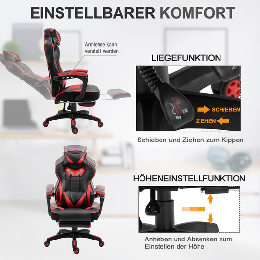 Bürostuhl, Ergonomischer Bürostuhl, Drehstuhl, Gamingstuhl, Massagefunktion Chefsessel Kunstleder, Vinsetto, 2