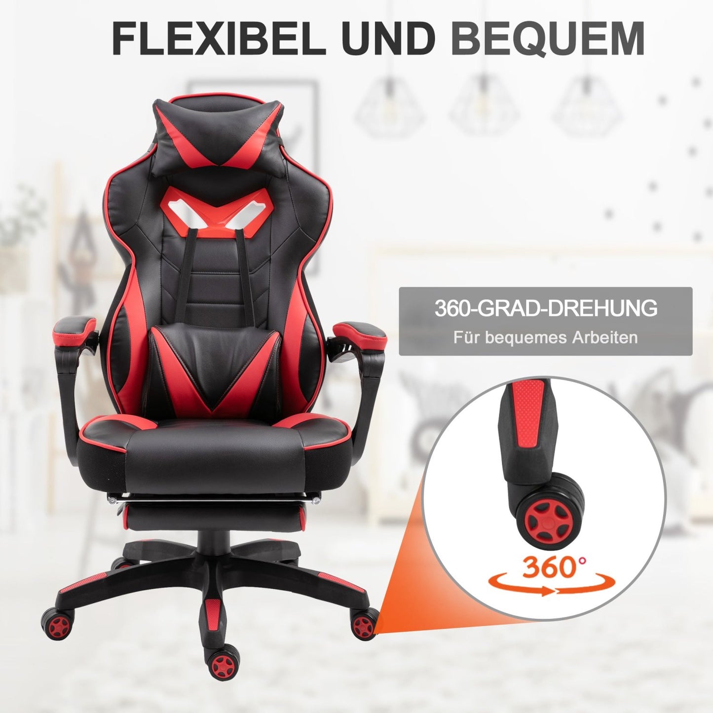 Bürostuhl, Ergonomischer Bürostuhl, Drehstuhl, Gamingstuhl, Massagefunktion Chefsessel Kunstleder, Vinsetto, 3