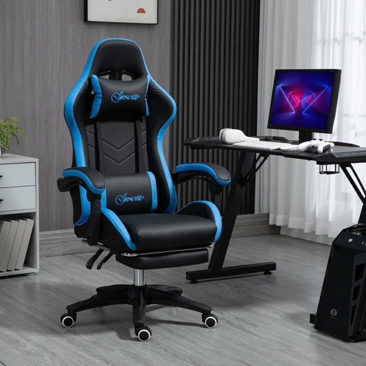 Bürostuhl, Ergonomischer Bürostuhl, Gaming Sessel, Gamingstuhl, mit Lendenkissen, höhenverstellbarer mit Fußstütze, Vinsetto