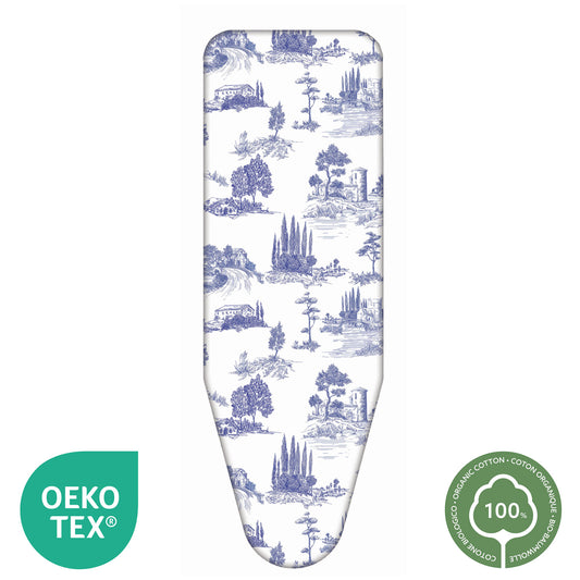 Bügelbrettbezug XL, 140×55 cm – Zweischicht-Bügeltischbezug aus Bio-Baumwolle & dickem Molton, mit Clip, Made in Italy, Colombo Tuscan Summer, 2