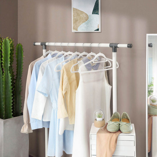 Kleiderbügel, 50er Set, Hosenbügel, 43,5cm, Samtbügel, mit Stange für Krawatten, Silber-Weiß, SONGMICS, 2