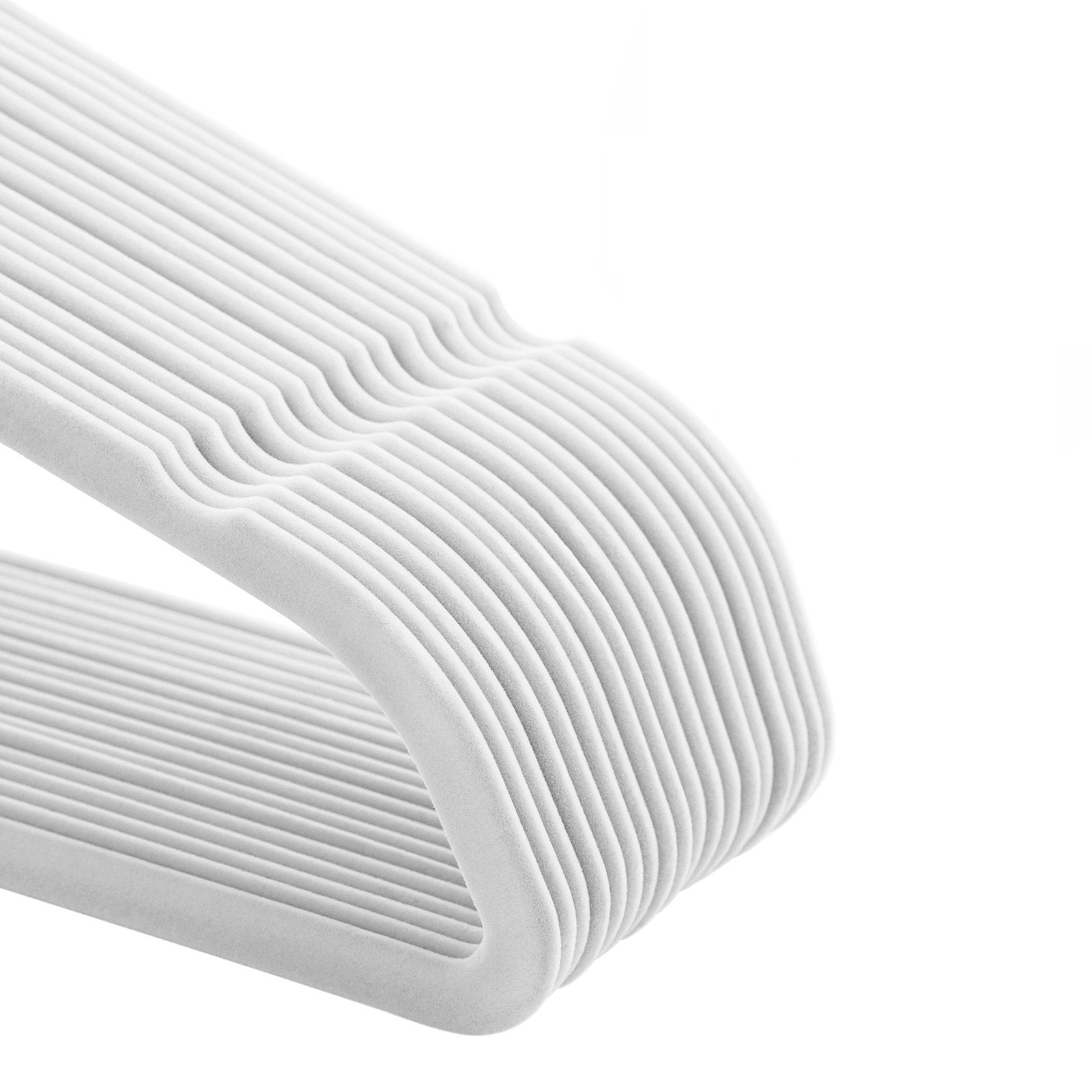 Kleiderbügel, 50er Set, Hosenbügel, 43,5cm, Samtbügel, mit Stange für Krawatten, Silber-Weiß, SONGMICS, 6