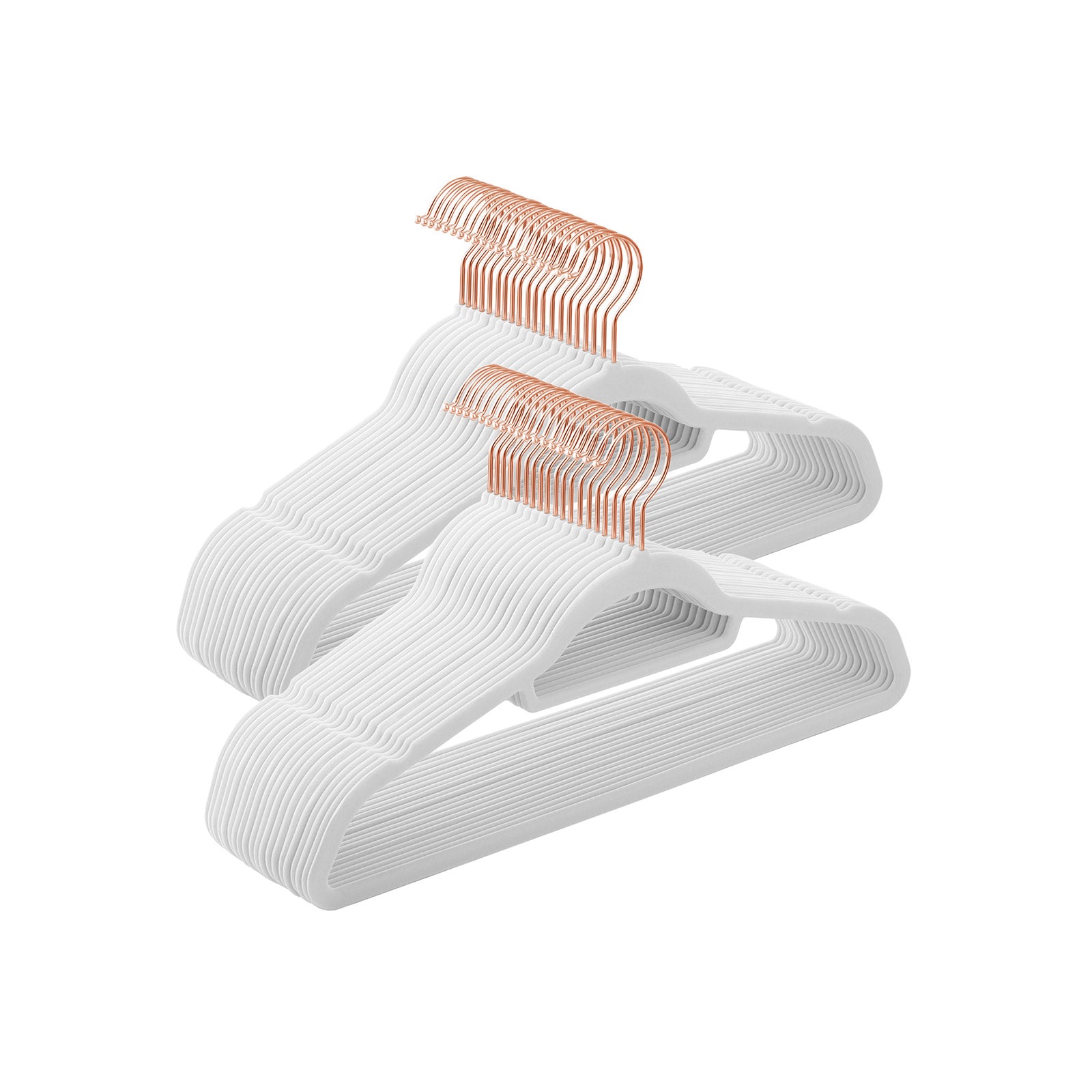 Kleiderbügel, 50er Set, Hosenbügel, 43,5cm, Kleiderbügel platzsparend, mit Stange für Krawatten, Roségold-Weiß, SONGMICS, 1