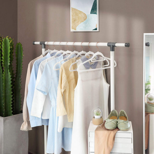 Kleiderbügel, 50er Set, Hosenbügel, 43,5cm, Kleiderbügel platzsparend, mit Stange für Krawatten, Roségold-Weiß, SONGMICS, 2