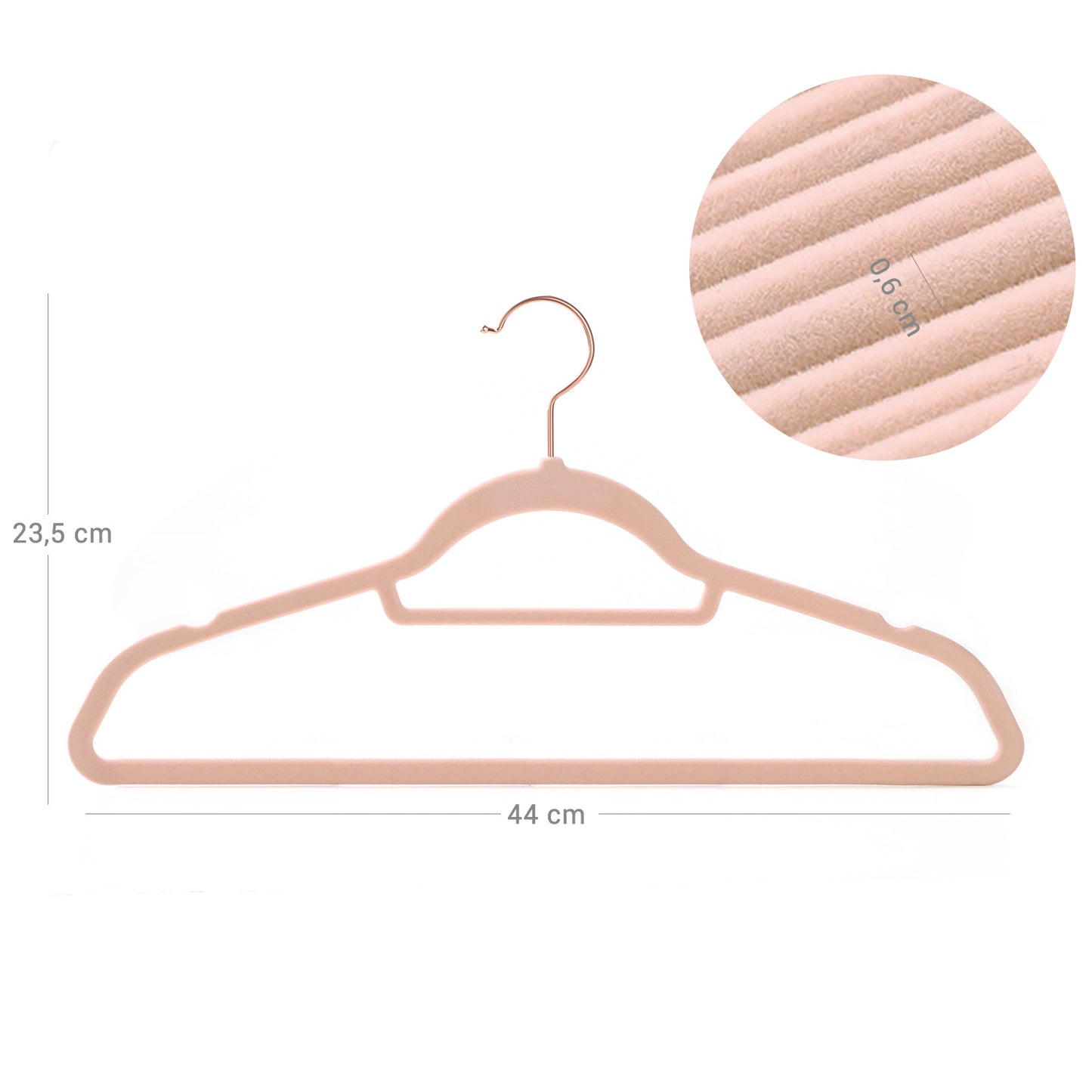 Kleiderbügel Samt, 30er Set, Hosenbügel, 43,5cm, Samtbügel, mit Stange für Krawatten, Roségold-Rosa, SONGMICS, 7