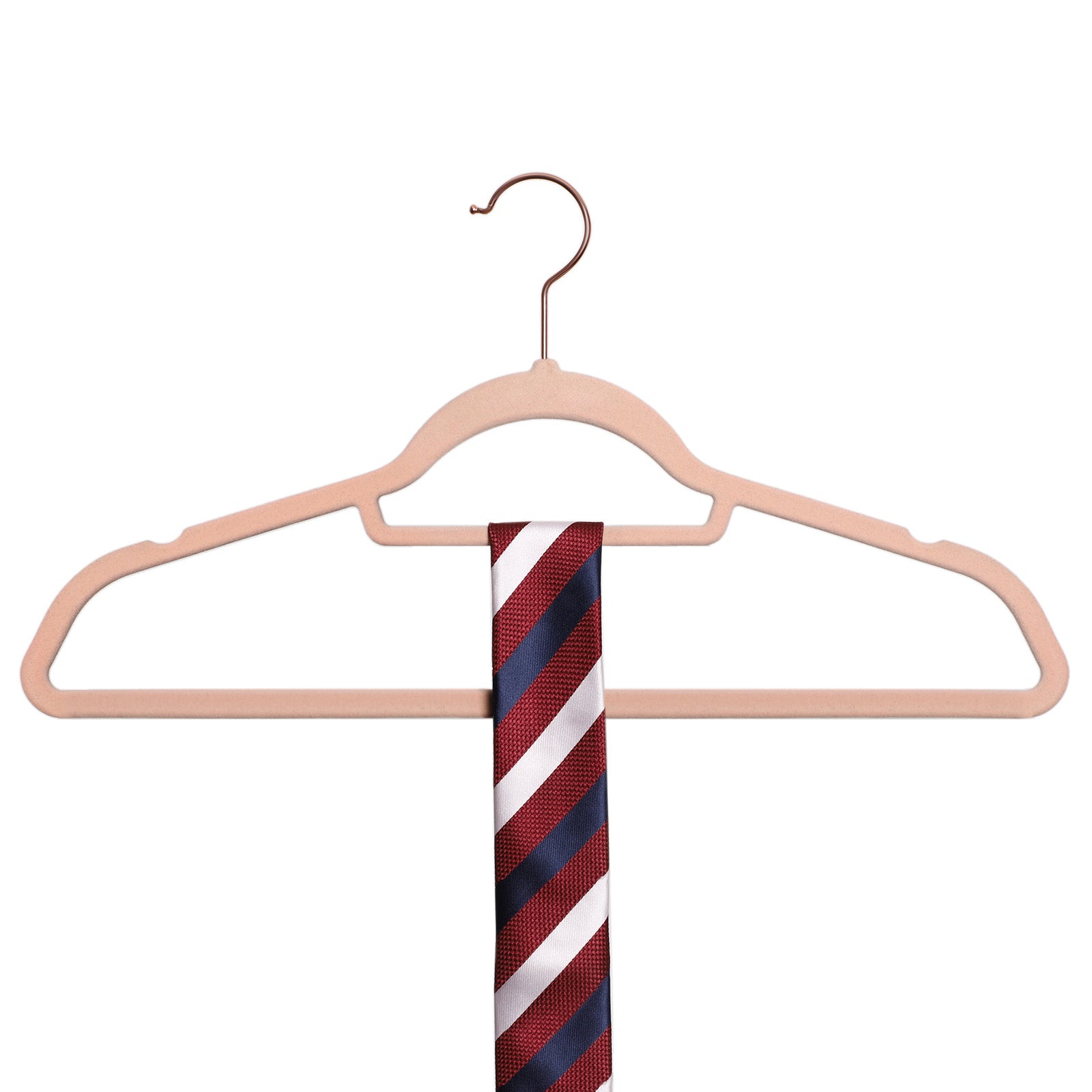 Kleiderbügel Samt, 50er Set, Hosenbügel, 43,5cm, Samtbügel, mit Stange für Krawatten, Roségold-Rosa, SONGMICS, 2
