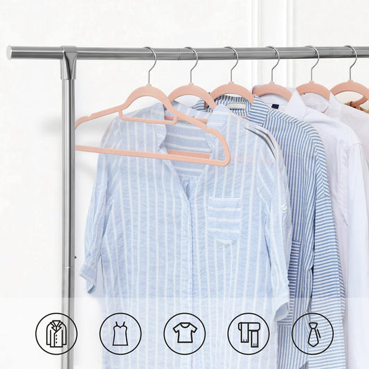 Kleiderbügel, 50er Set, Hosenbügel, 43,5cm, Samtbügel, mit Stange für Krawatten, Silber-Rosa, SONGMICS, 2
