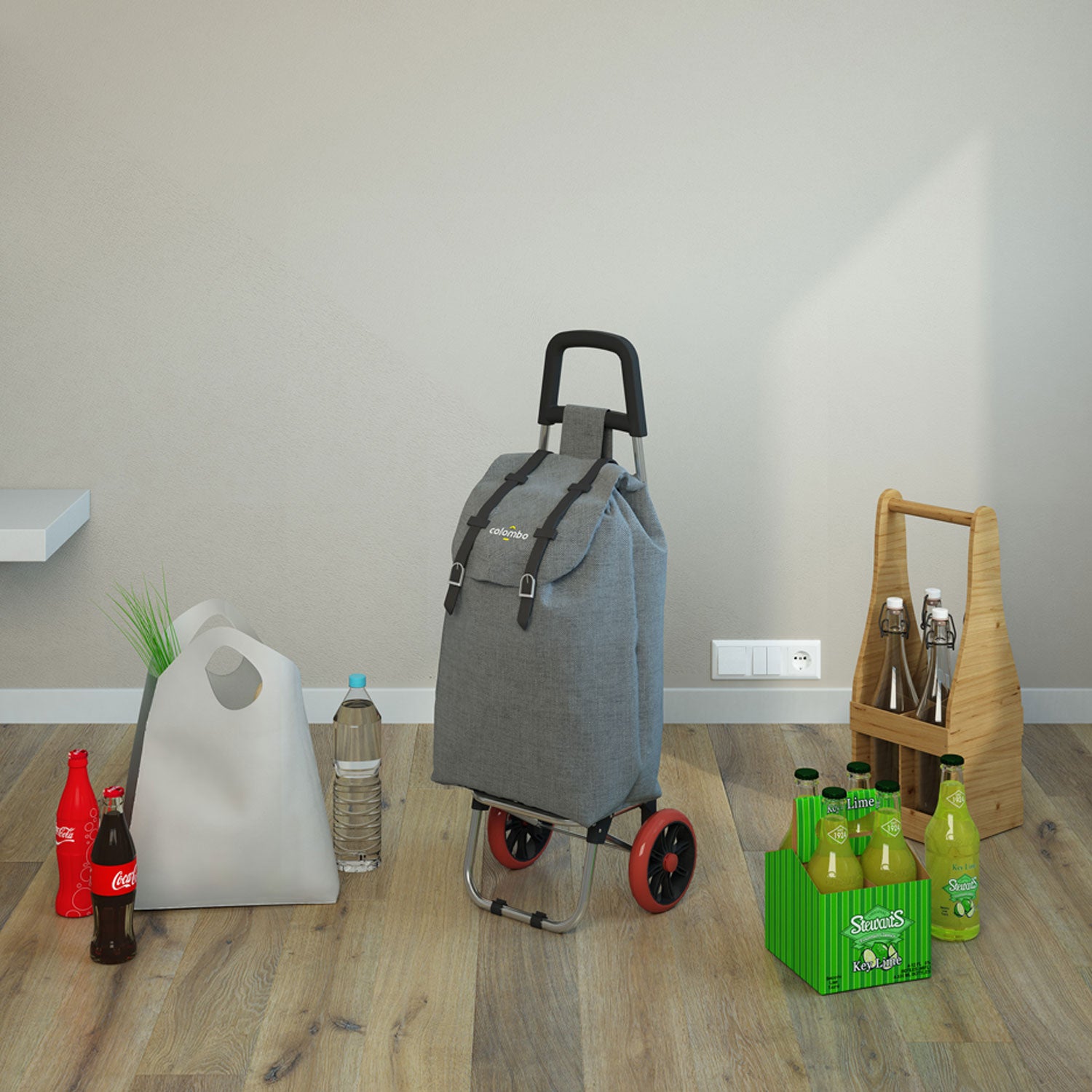 Einkaufstrolley, Einkaufswagen, mit Rädern, wasserdichter Tasche, 40 Liter, Grau, Colombo SMART