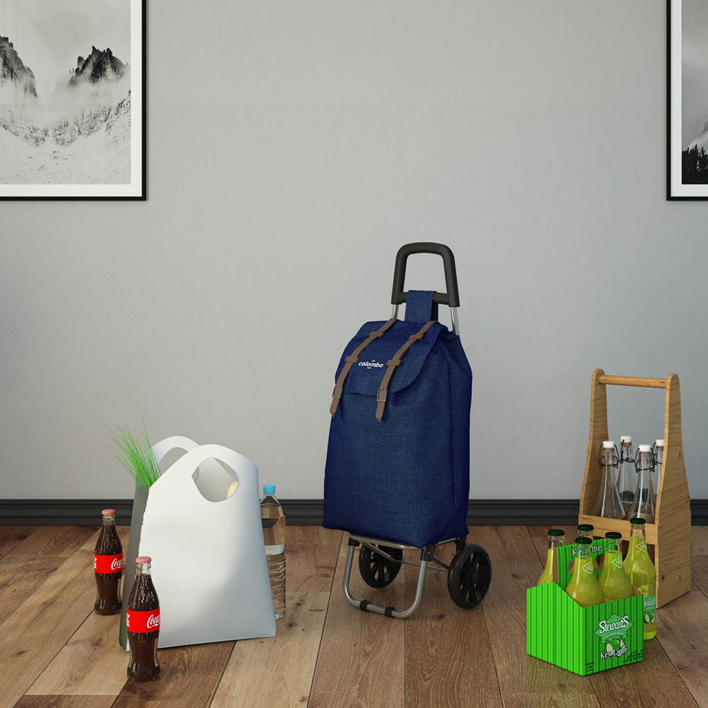 Einkaufstrolley, Einkaufswagen, mit Rädern, wasserdichter Tasche, 40 Liter, Blau, Colombo SMART, 1
