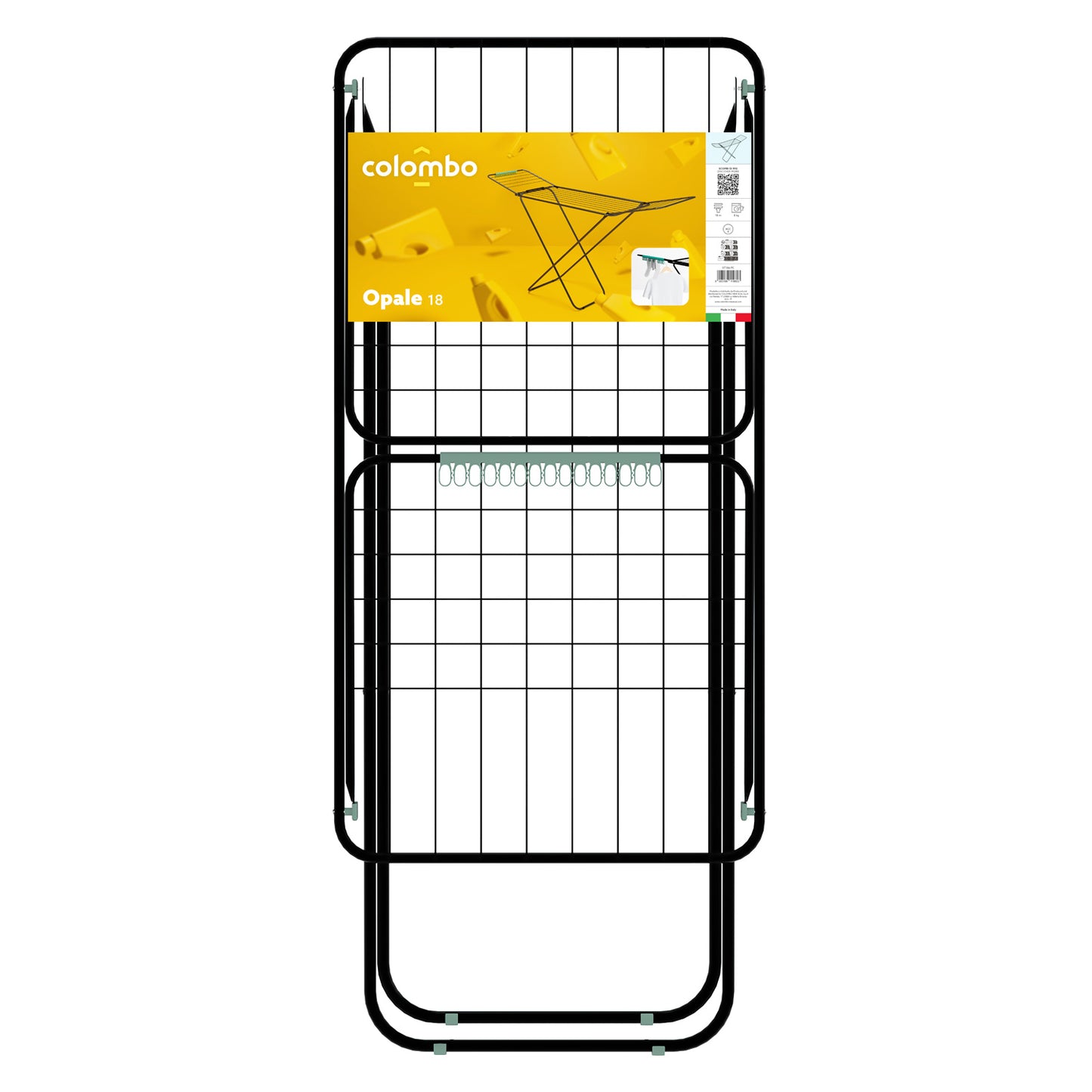 Flügelwäscheständer, Wäscheständer mit Flügeln, 18 Meter, Wäscheständer Klappbar, Wäscheständer Schwarz, Colombo OPALE, 2
