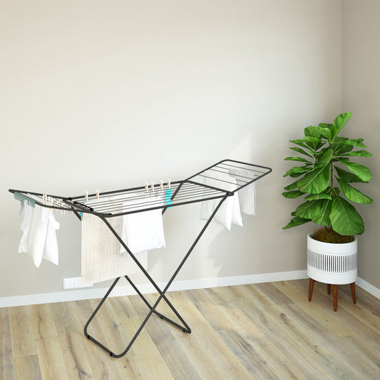 Colombo OPALE - Flügelwäscheständer, Wäscheständer mit Flügeln, 18 Meter, Wäscheständer Klappbar, Wäscheständer Schwarz