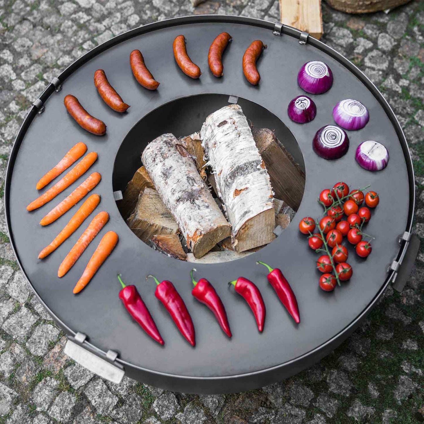 Grillplatte für Feuerschale mit Grillrost und 4 Griffen - Dia. 102cm, Cook King, Hergestellt in Europa, 5