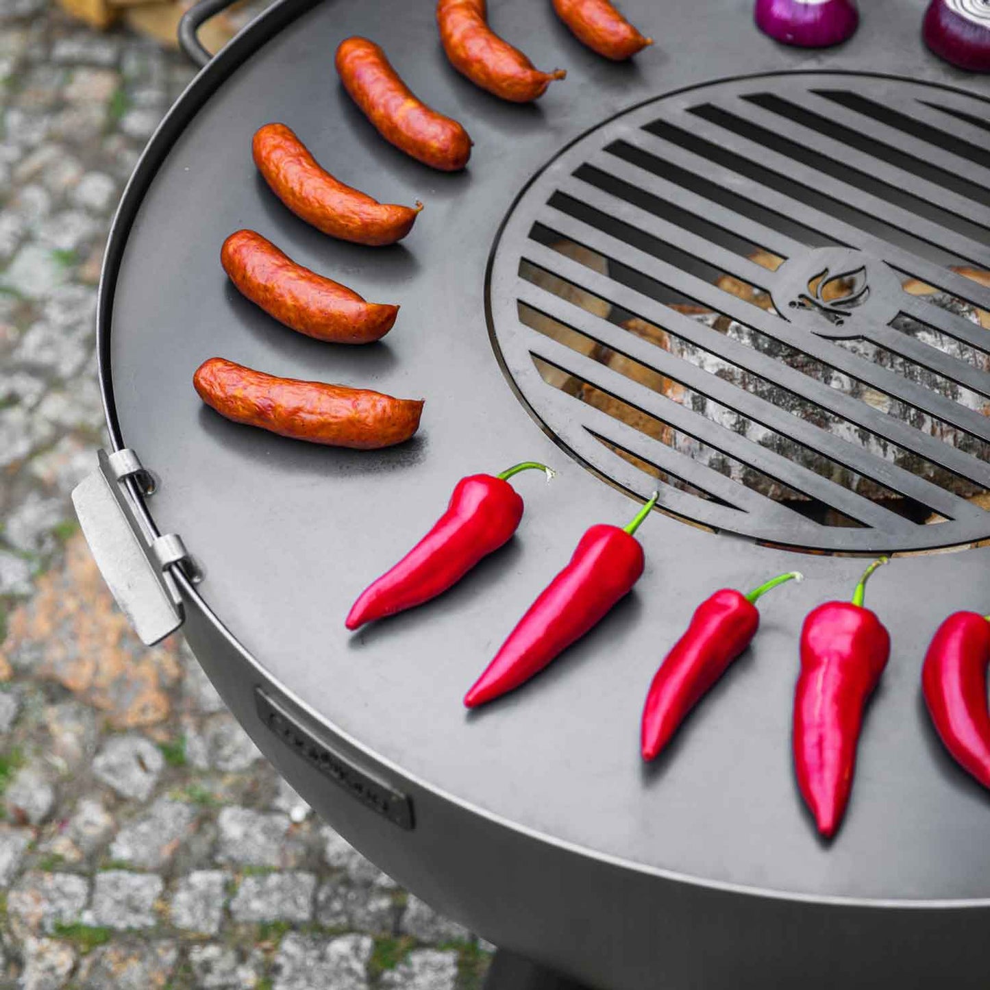 Grillplatte für Feuerschale mit Grillrost und 4 Griffen - Dia. 78cm, Cook King, Hergestellt in Europa, 8