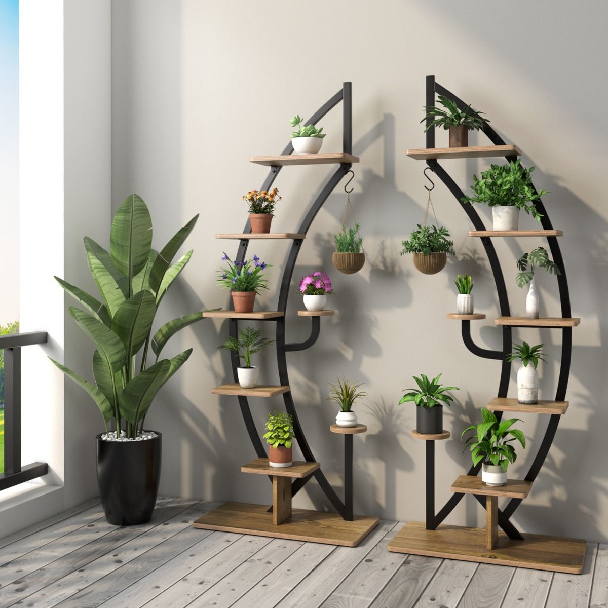 Pflanzenregal, Blumenständer, 6-Stufiger, 2 Stück –