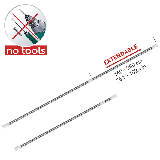 Duschstange ohne bohren, Duschvorhangstange ohne bohren, Teleskop Duschstange ohne bohren, Edelstahl, Tatkraft Oscar, 2