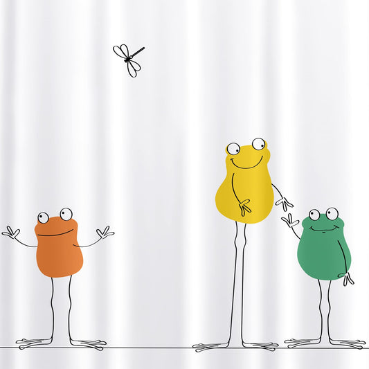 Duschvorhang, Duschvorhang Textil, Duschvorhang Modern, mit 12 Vorhangringen, Textil Polyester, Tatkraft Funny Frogs, 3