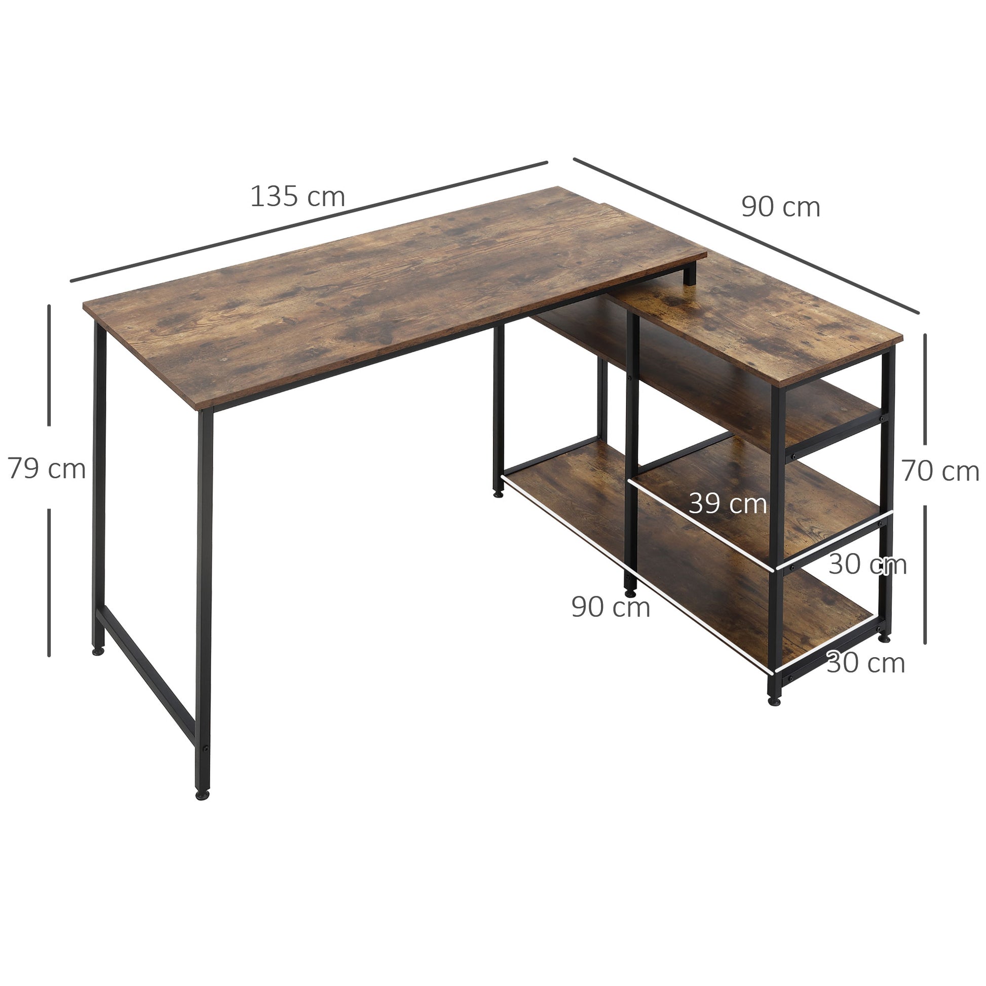 Eckschreibtisch, Schreibtisch Ecke, Schreibtisch L Form, L Schreibtisch, Schreibtisch mit Stauraum, Bürotisch, HOMCOM, 9