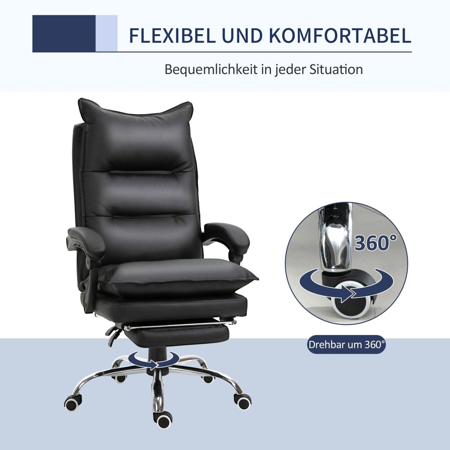 Bürostuhl, Ergonomischer Bürostuhl, Drehstuhl, Gamingstuhl, Schreibtischstuhl Ergonomisch, Schwarz, Vinsetto, 5