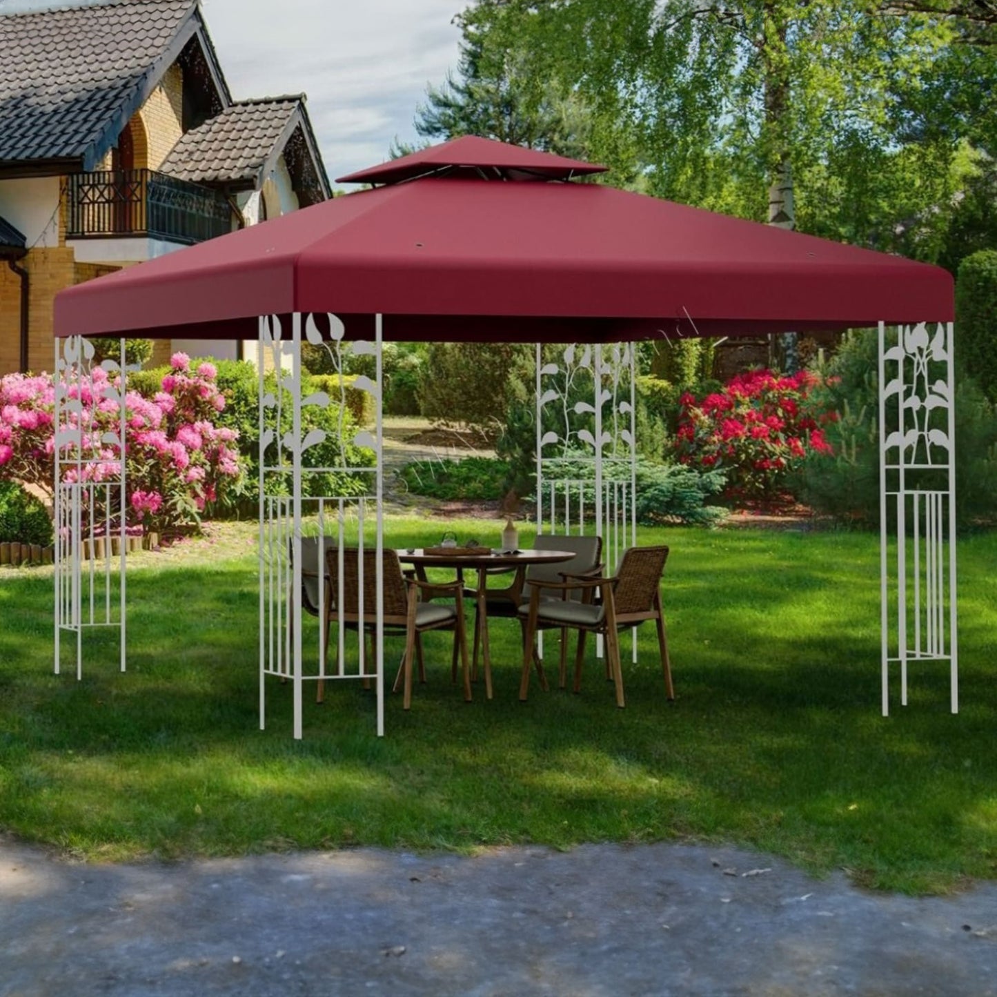 Costway - Ersatzdach pavillon 3x3, Gartenpavillon, Gartenpavillon metall, Ersatz-Oberabdeckung, Terrassenüberdachung für Doppelstöckigen Pavillon