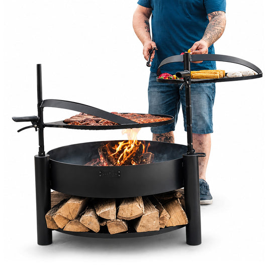Feuerschale 80 cm, mit 2 Grillrost 60 cm und 50 cm, 2 Mast 77cm, Cook King Montana X set, Feuerschale kaufen