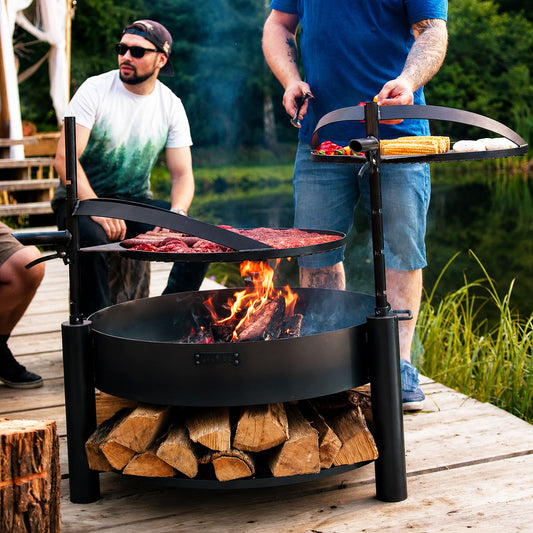 Feuerschale 80 cm, mit 2 Grillrost 60 cm und 50 cm, 2 Mast 77cm, Cook King Montana X set, Feuerschale kaufen, outdoor