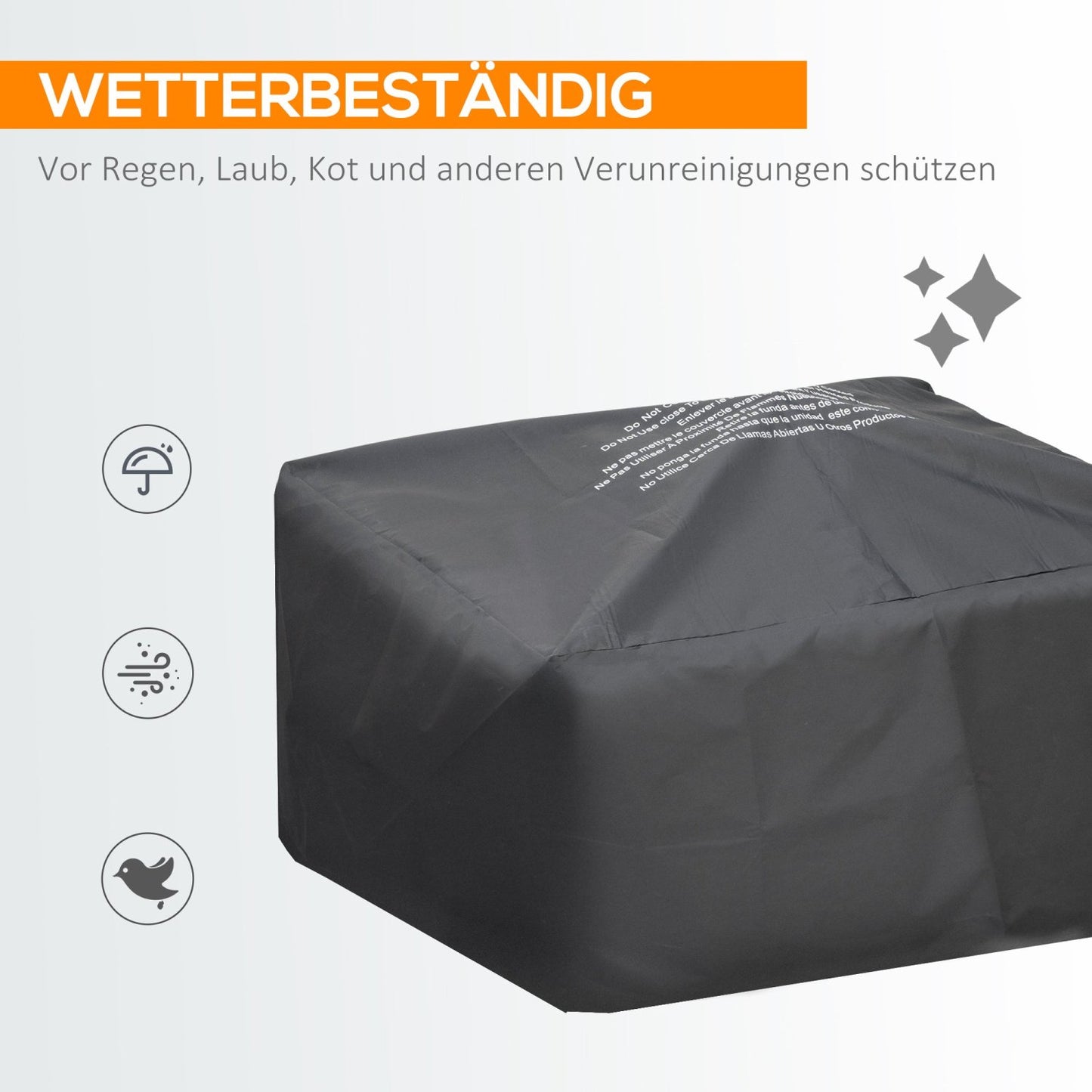 Feuerschale mit Funkenschutz, Feuertisch, Tischfeuer outdoor, Schürhaken Funkenschutz wasserdichte Abdeckung, Outsunny, 6