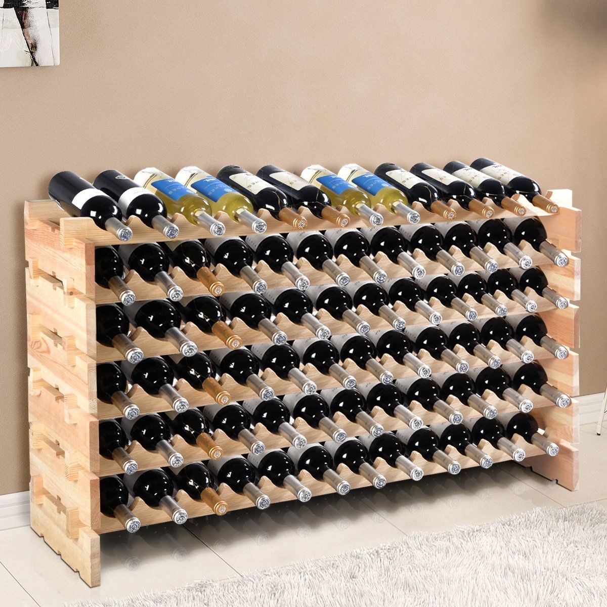 Weinregal holz, Flaschenregal, 72 Flaschen, Costway –