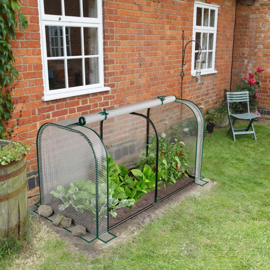 Foliengewächshaus, 2 in 1, Gewächshaus mit Aufrollbarer Reißverschlusstür PE-Abdeckung für Hochbeet, Gewächshaus folie, 118x55x60 cm, Weiß, Costway, 1