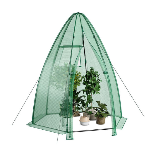 Foliengewächshaus, Gewächshaus garten, Gewächshaus folie, Stabil, mit Allwetter-PE-Abdeckung, 160 x 160 x 183 cm, Grün, Costway, 3